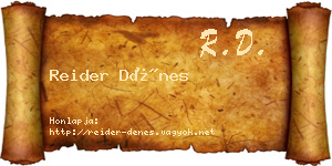 Reider Dénes névjegykártya