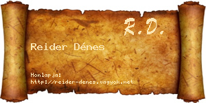 Reider Dénes névjegykártya